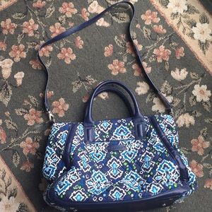 Vera Bradley Large Travel Bag Navy Blue White
